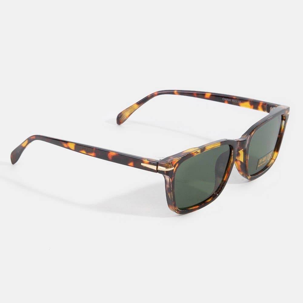 Metallic Accent Square Tortoise Sunglasses