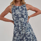 Vintage Denim Sleeveless Embroidered Mini Dress