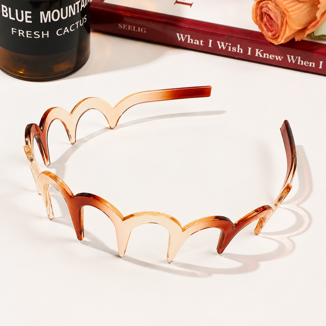 Amber Brown Wavy Non-Slip Teeth Hair Headband