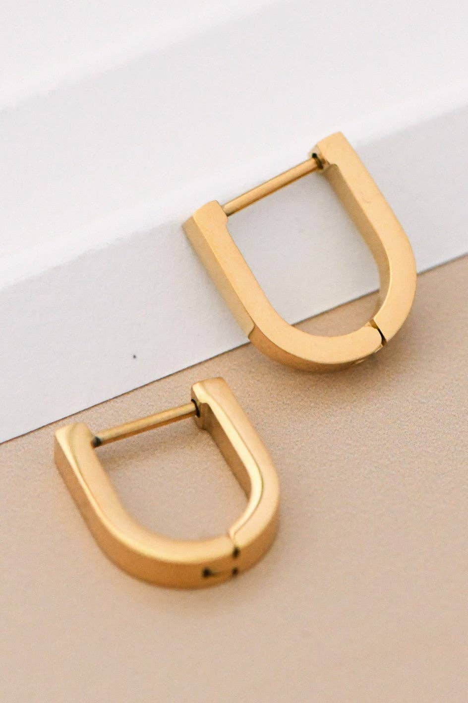 18K Gold Plated Waterproof Stainless Steel Hoop Earrings