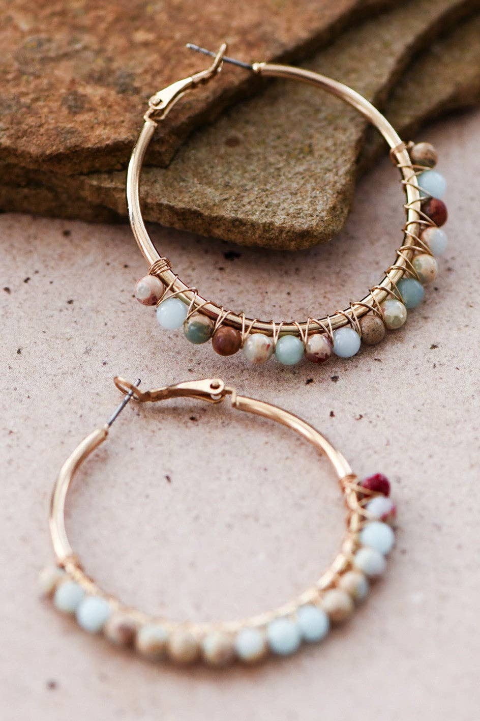 Boho Sea Sediment Jasper Stone Beaded Earrings