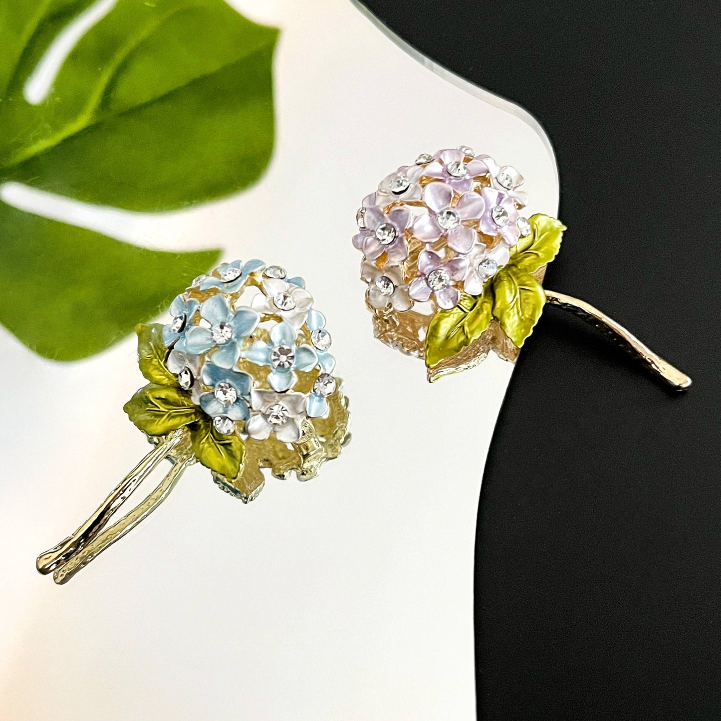Enamel Hydrangea Brooch, Elegant Flower Lapel Pin