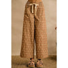 Camel/Ivory Polka Dot Wide Leg Pants