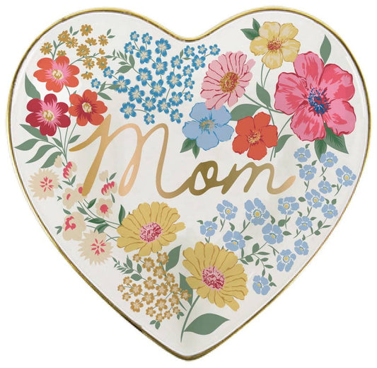 Mom Floral Heart Ceramic Trinket Tray