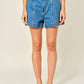 Medium Wash Mid Rise Flare Denim Shorts