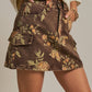 Vintage Floral Cotton Denim Cargo Mini Skirt