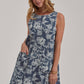 Vintage Denim Sleeveless Embroidered Mini Dress