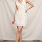 White Sleeveless V-Neck Floral Mini Dress