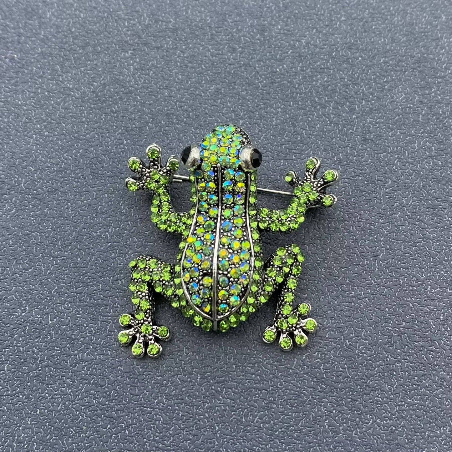 Rhinestone Frog Brooch