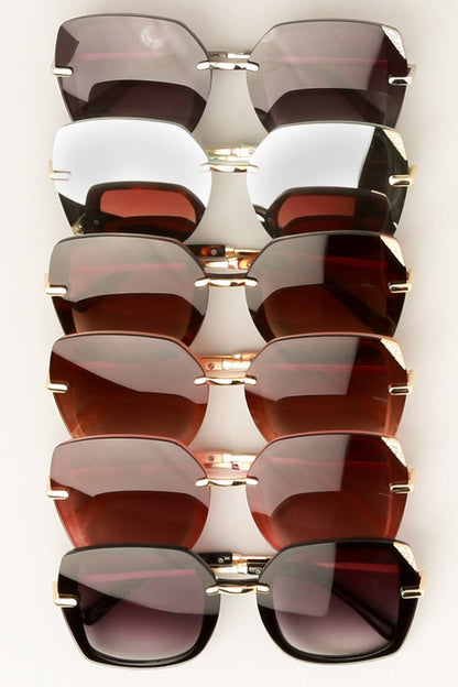 Square Sunglasses with Rhinestone Corners
