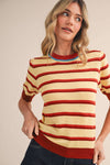 Lemon Sienna Striped Short Sleeve Sweater