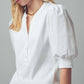 Ivory Puff Sleeve Henley Top