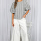 Black V-Back 2 Bow Plaid Blouse Top