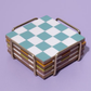 Checkered Coasters Colored with Stand