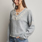 Fair Isle Tie - Neck Stone Blue Sweater - Purpose + Passion Boutique