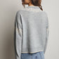 Fair Isle Tie - Neck Stone Blue Sweater - Purpose + Passion Boutique