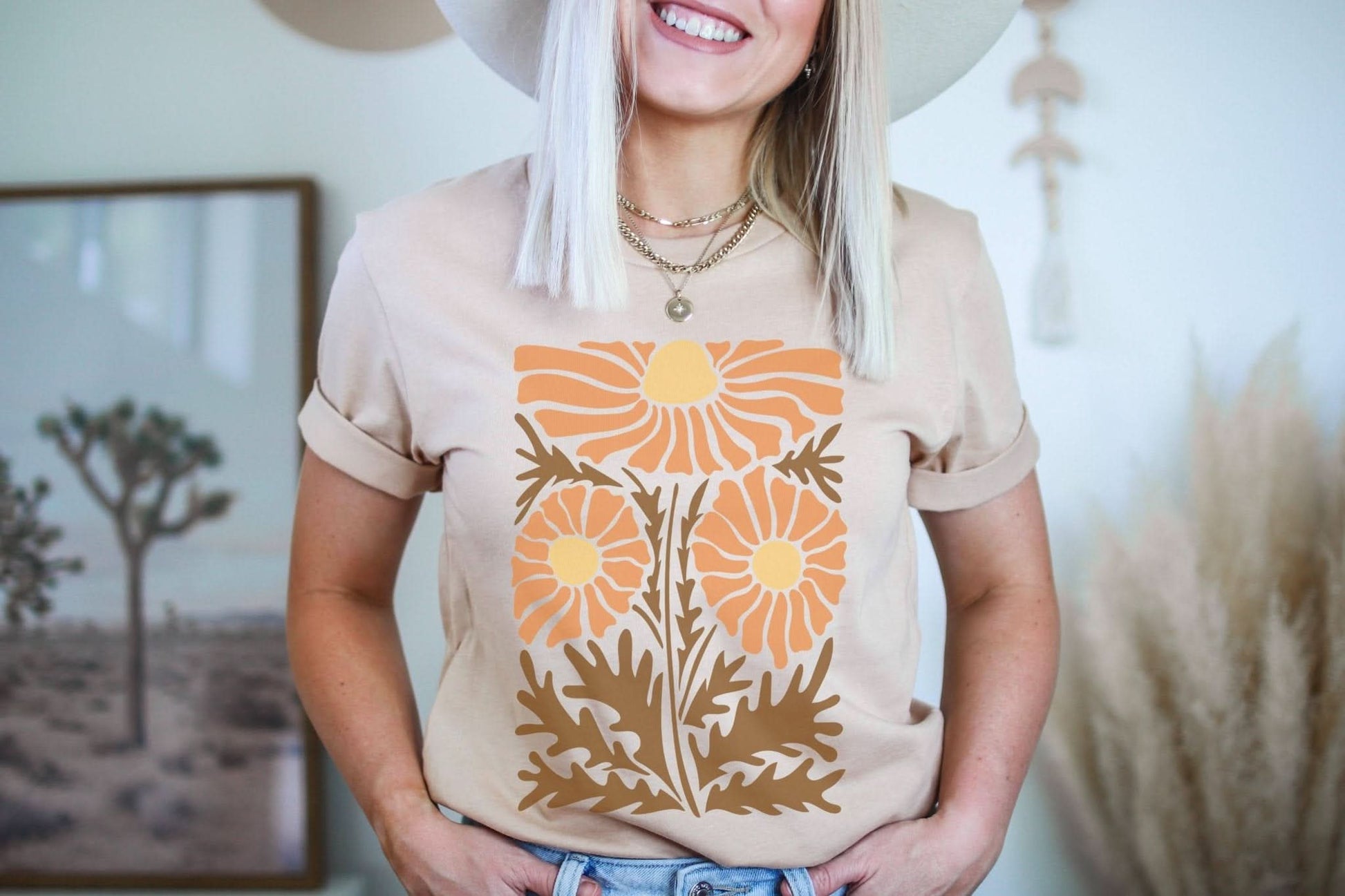 Fall Floral Marigolds T-Shirt - Purpose + Passion Boutique