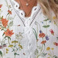 Fall Floral V - Neck Lace Patchwork Blouse - Purpose + Passion Boutique