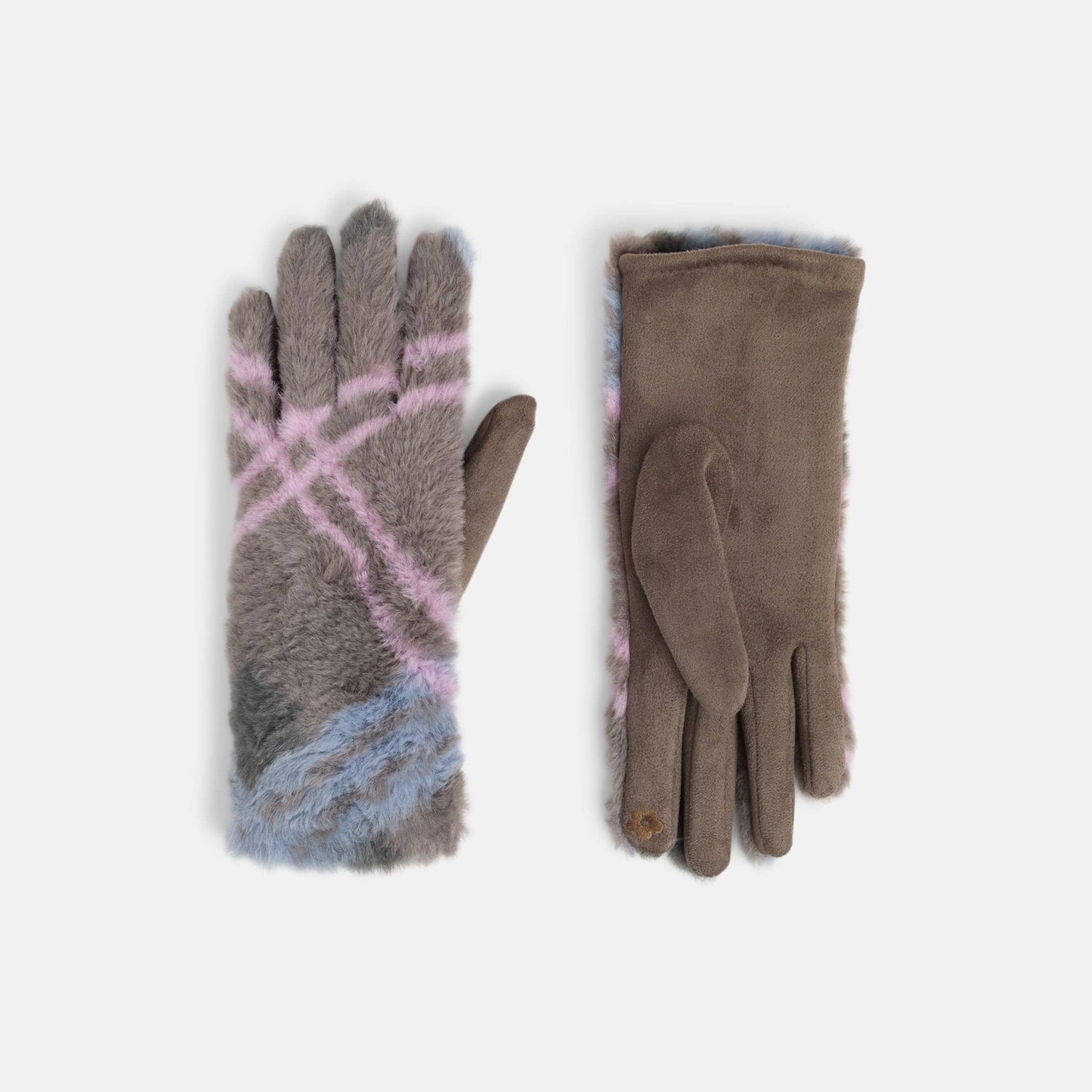 Faux Fur Plaid Touchscreen Gloves - Purpose + Passion Boutique