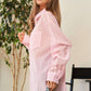 Pink Stripe Glitter Sequins Button Down Shirt