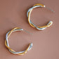 18K Gold Plated Two-Tone Waterproof Stainless Steel Hoop Earrings