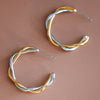 18K Gold Plated Two-Tone Waterproof Stainless Steel Hoop Earrings