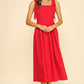 Red Ribbon Midi Sleeve Dress
