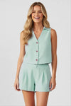 Dusty Aqua Matte Cropped Vest Top