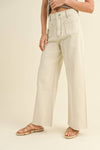 Washed Beige Straight Wide Leg Pants