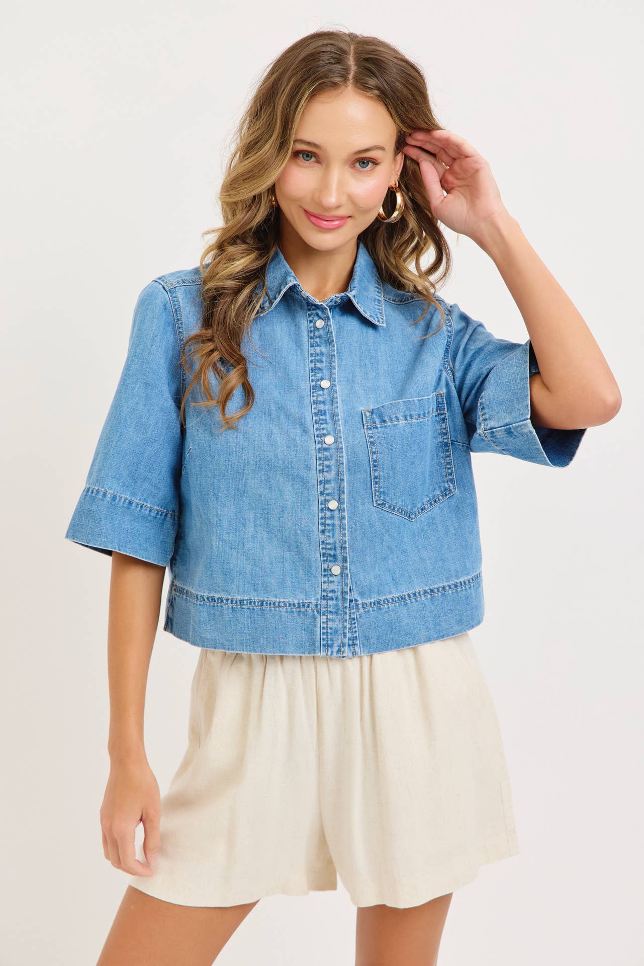 Everyday Effortless Denim Button Down Shirt