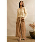 Camel/Ivory Polka Dot Wide Leg Pants