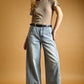 Vintage Wash Wide Leg Paneled Jeans