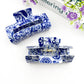 Navy/White Porcelain Hair Claw Clip