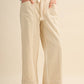 Taupe Stripe Wide Leg Drawstring Pants