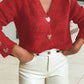 Fiery Red V - Neck Heart Chunky Knit Metal Button Sweater Cardigan - Purpose + Passion Boutique