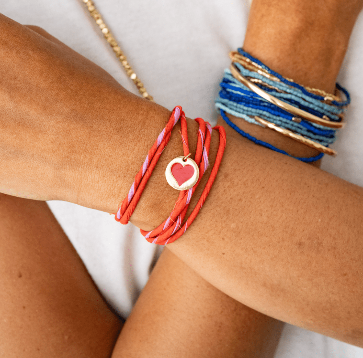Fiona Twisted Wrap Bracelet With Heart Charm - Purpose + Passion Boutique