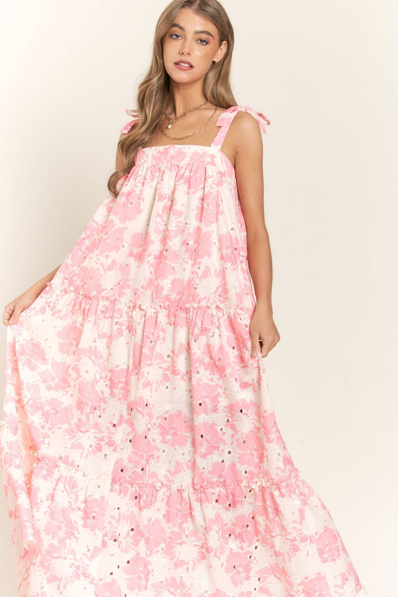 Floral Bandeau Maxi Dress - Creamy Rose - Purpose + Passion Boutique