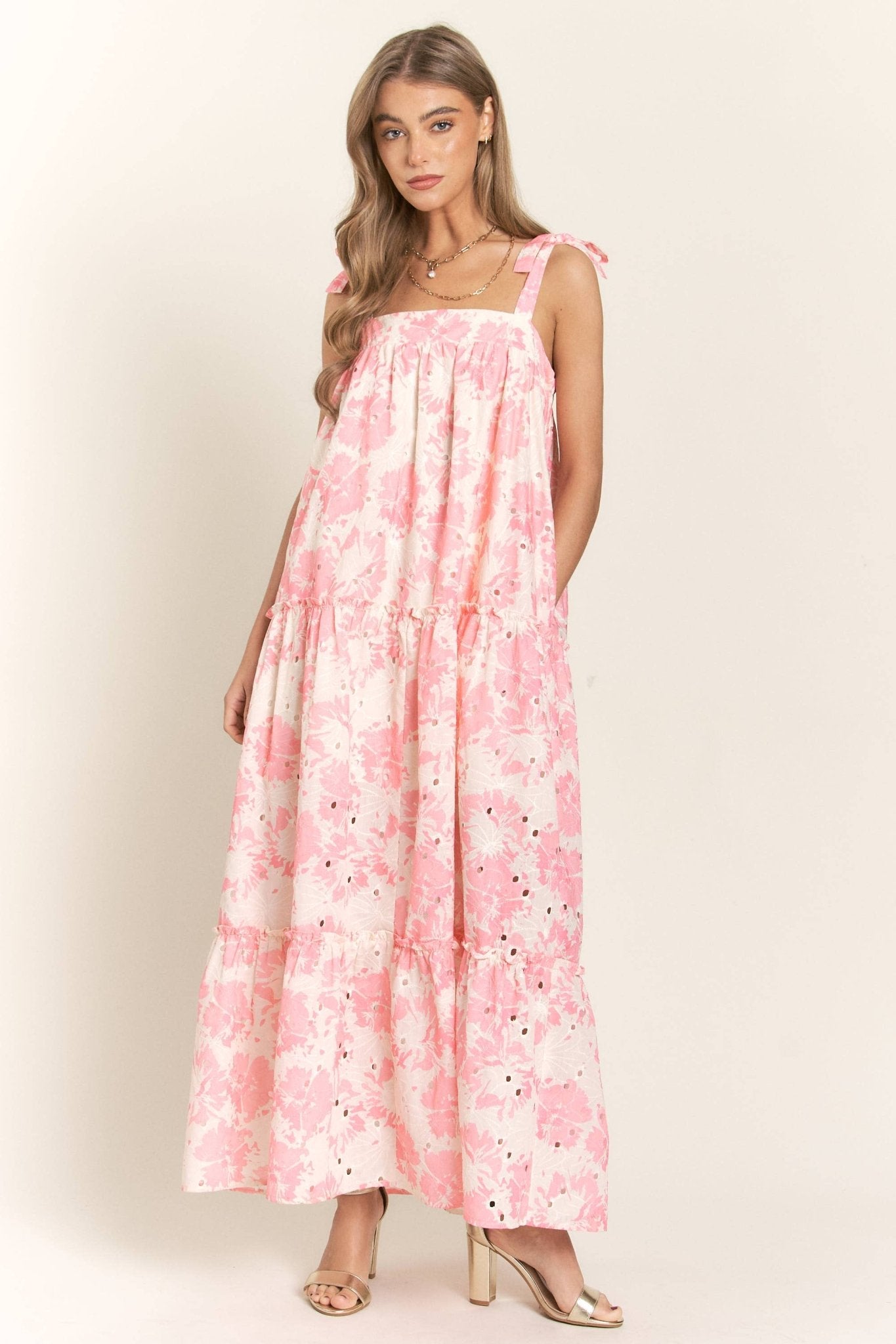 Floral Bandeau Maxi Dress - Creamy Rose - Purpose + Passion Boutique