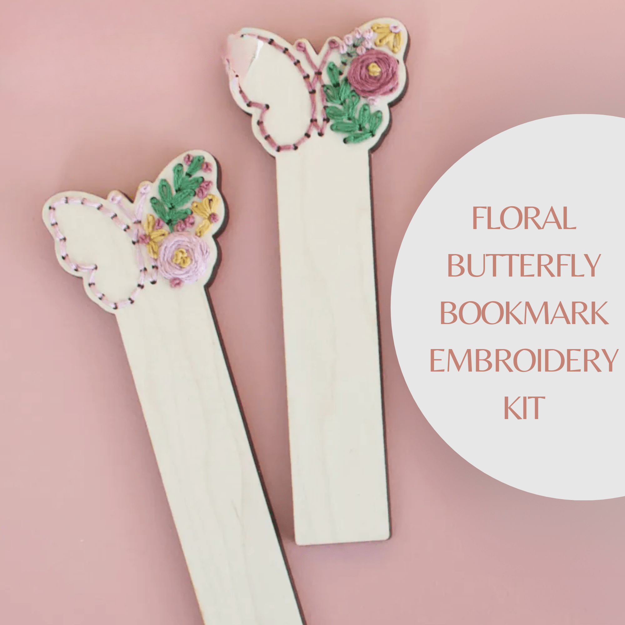 Floral Butterfly Bookmarks DIY Embroidery Kit (Set of 2) – Purpose ...