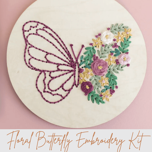 Floral Butterfly DIY Embroidery Kit - Purpose + Passion Boutique