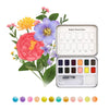 Floral Colors Watercolor Pocket Set Of 12 Paints + Brush - Purpose + Passion Boutique