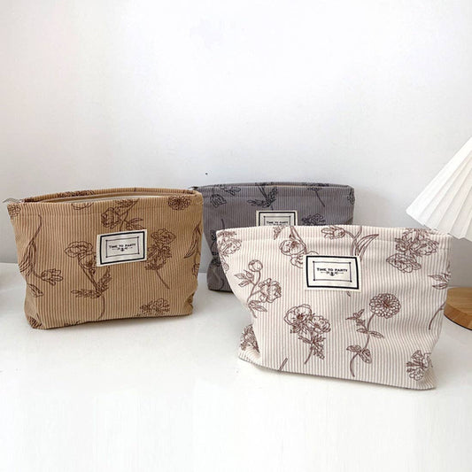 Floral Corduroy Portable Storage Bag - Purpose + Passion Boutique
