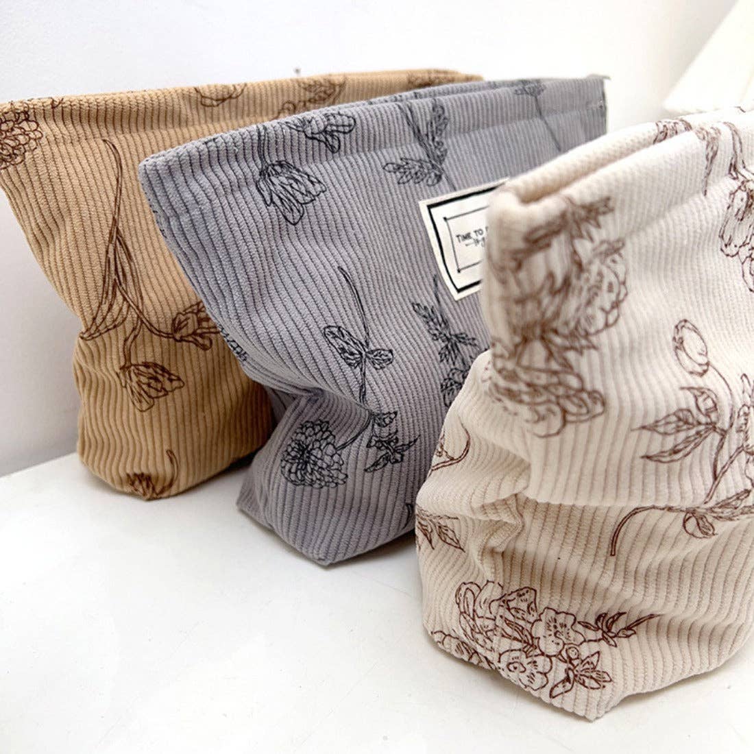 Floral Corduroy Portable Storage Bag - Purpose + Passion Boutique