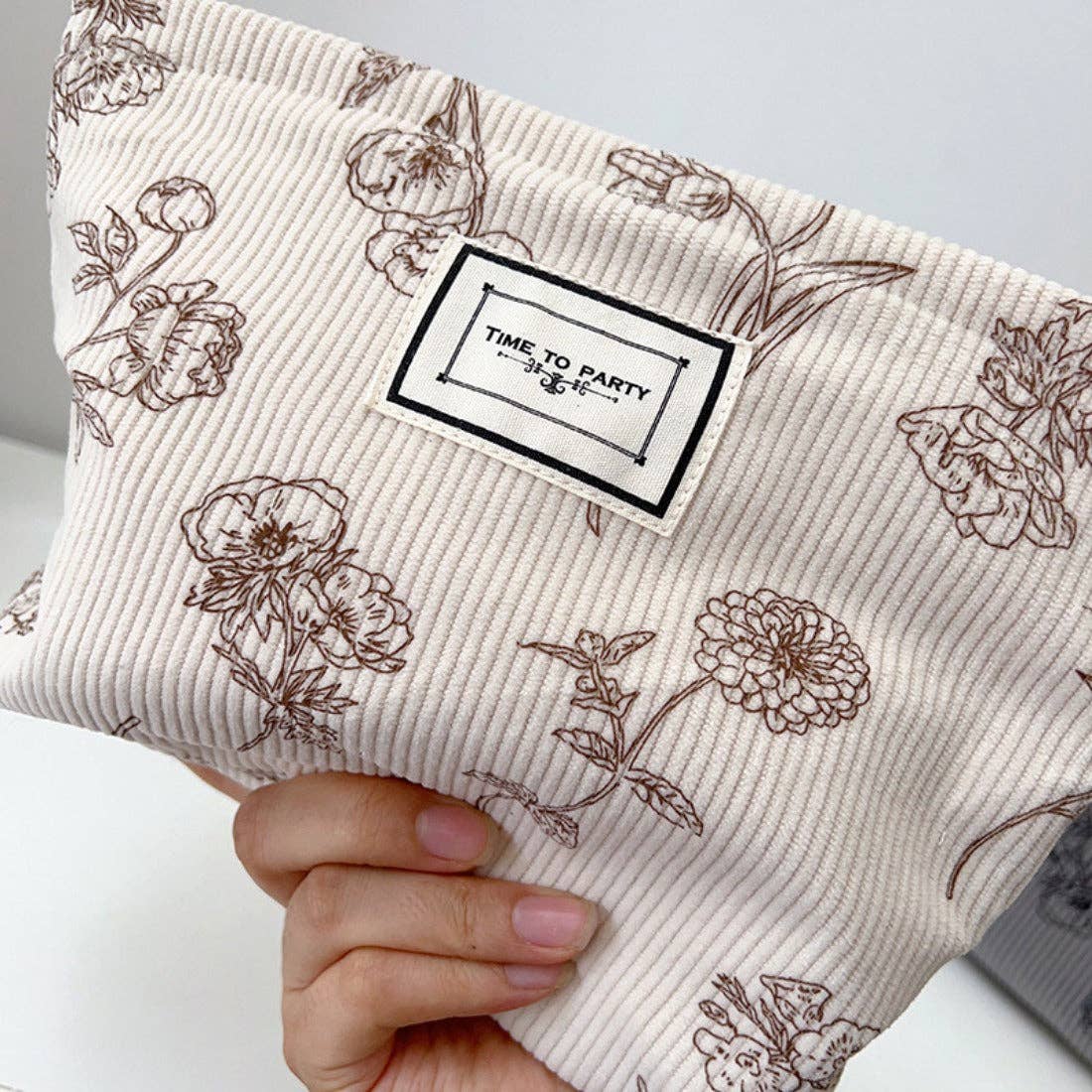 Floral Corduroy Portable Storage Bag - Purpose + Passion Boutique