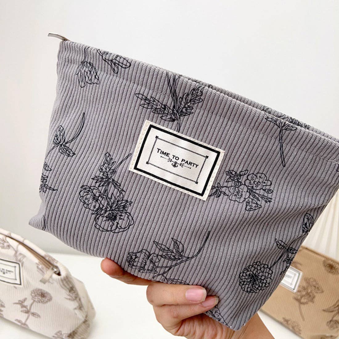 Floral Corduroy Portable Storage Bag - Purpose + Passion Boutique