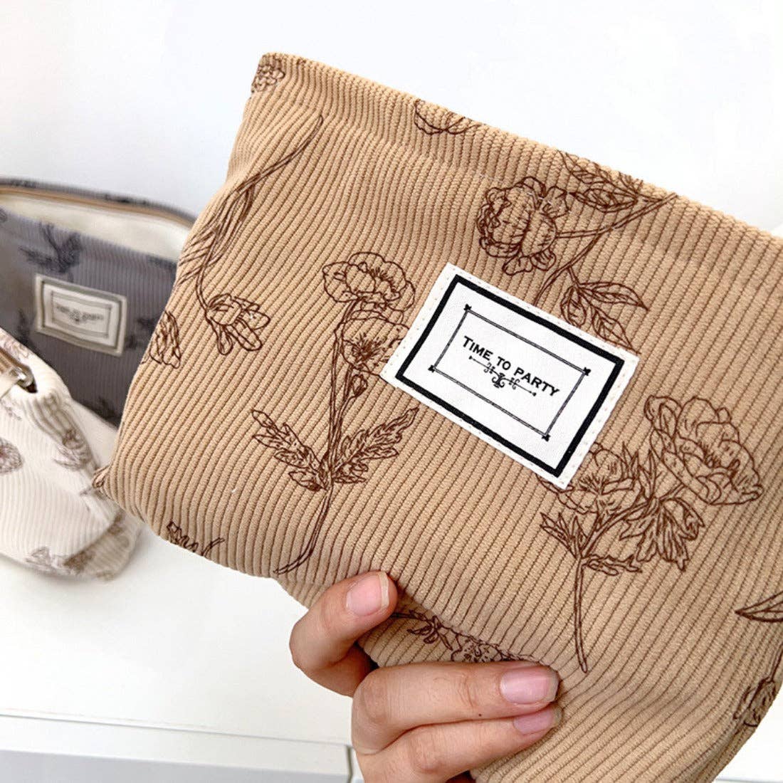 Floral Corduroy Portable Storage Bag - Purpose + Passion Boutique