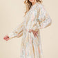 Floral Creme Long Sleeved Mini Shirt Dress - Purpose + Passion Boutique