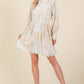 Floral Creme Long Sleeved Mini Shirt Dress - Purpose + Passion Boutique