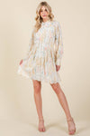 Floral Creme Long Sleeved Mini Shirt Dress - Purpose + Passion Boutique