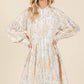 Floral Creme Long Sleeved Mini Shirt Dress - Purpose + Passion Boutique